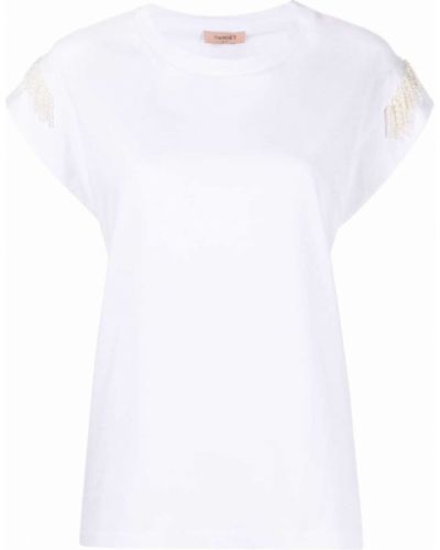 Camiseta con perlas Twinset blanco