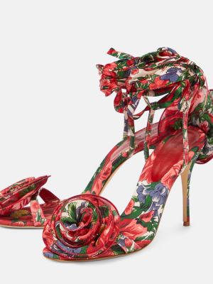 Květinové sandály s otevřenou patou Magda Butrym červené