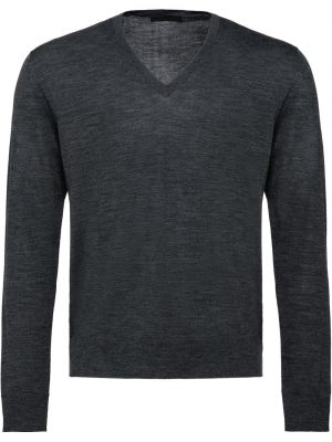 Пуловер с v-образно деколте Prada сиво