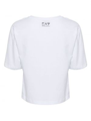 T-shirt brodé en coton Ea7 Emporio Armani blanc