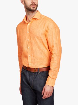 Льняная рубашка Simon Carter оранжевая