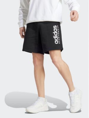Черные флисовые спортивные шорты Adidas