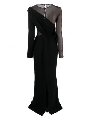 Křišťálové asymetrické večerní šaty Jean-louis Sabaji černé