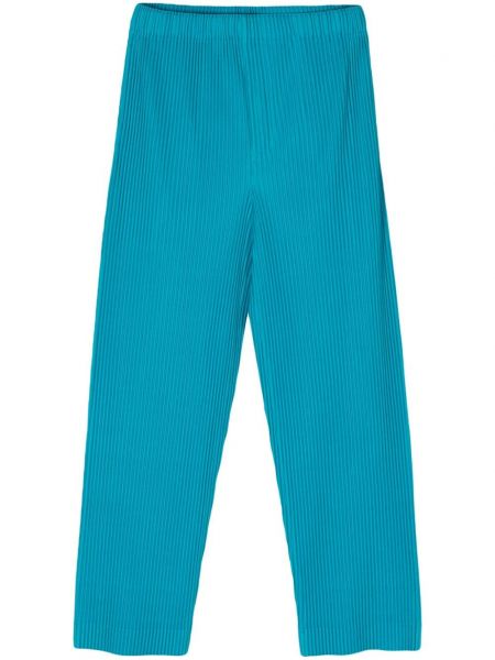 Pantaloni cu picior drept plisate Homme Plisse Issey Miyake albastru