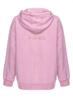 Mikina s kapucí s výšivkou na zip Pinko růžová