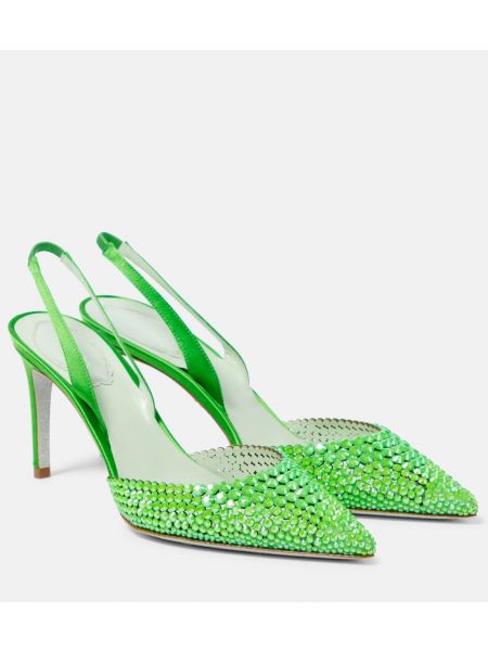Атласные туфли René Caovilla зеленые
