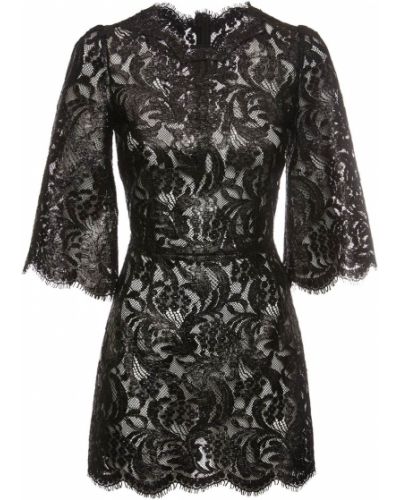Мереживне ажурне плаття міні на шнурівці Dolce & Gabbana, чорне