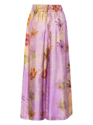 Spodnie w kwiatki z nadrukiem relaxed fit Odeeh fioletowe