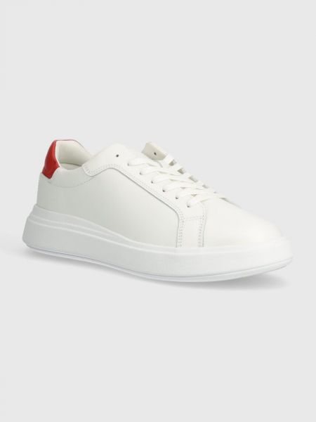 Sneakersy sznurowane koronkowe w jednolitym kolorze Calvin Klein białe