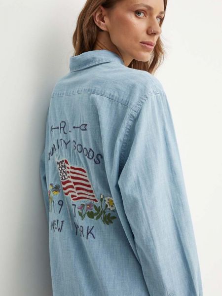 Traper košulja bootcut Polo Ralph Lauren plava