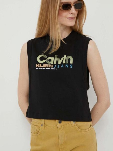 Хлопковый топ Calvin Klein Jeans черный
