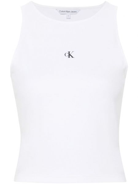 Raštuotas marškinėliai be rankovių Calvin Klein balta