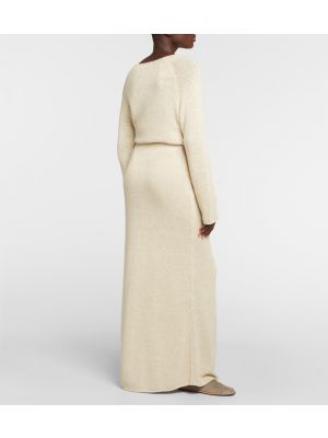 Pletená hodvábna dlhá sukňa The Row biela