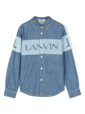 Camicia jeans con stampa Lanvin Enfant blu