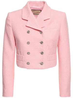 Chaqueta de algodón de tweed Gucci rosa