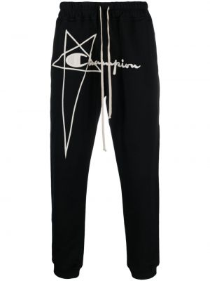 Bavlněné sportovní kalhoty s výšivkou Rick Owens X Champion černé