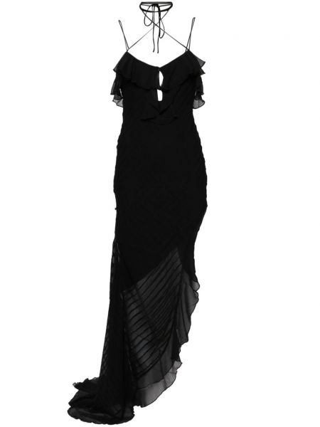 Sukienka na ramiączkach z falbankami De La Vali czarna