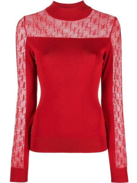 Džemperis ar augstu apkakli ar izšuvumiem Karl Lagerfeld sarkans