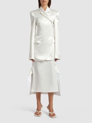 Bavlnená ľanová midi sukňa Sportmax biela