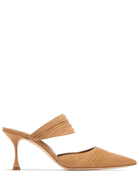 Semsket skinn mules Manolo Blahnik brun