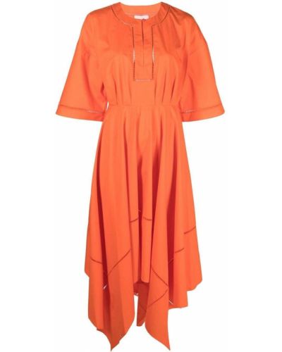 Robe mi-longue asymétrique Roksanda orange
