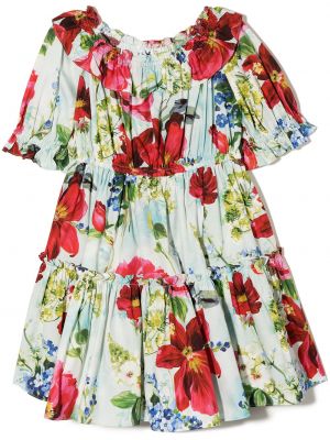 Trykt bomull dress for jenter Dolce & Gabbana Kids blå