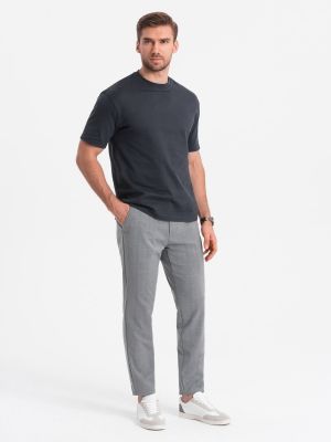 Kostkované klasické kalhoty Ombre šedé