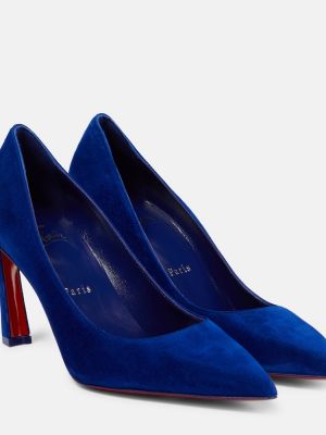 Велурени полуотворени обувки Christian Louboutin синьо