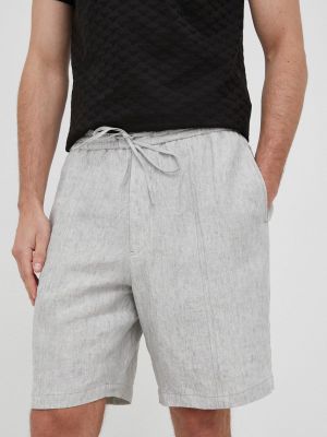 Lanene hlače Emporio Armani siva