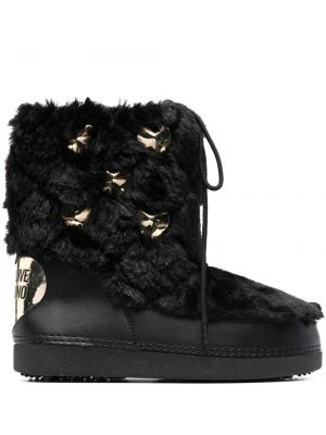 Bottes en fourrure Love Moschino noir