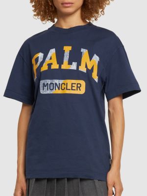 Kokvilnas t-krekls Moncler Genius zils