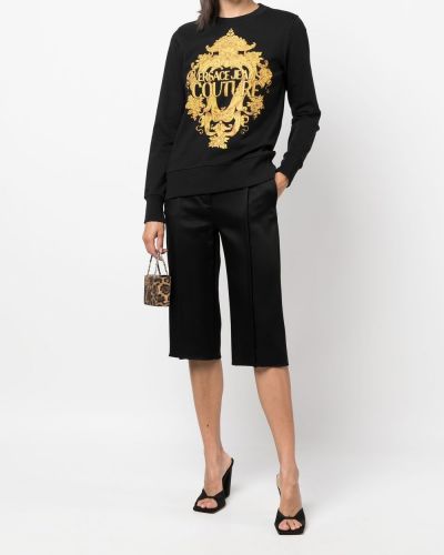 Sweter z nadrukiem Versace Jeans Couture czarny