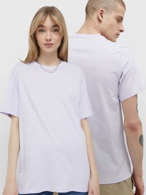 Памучна тениска с дълъг ръкав Converse виолетово