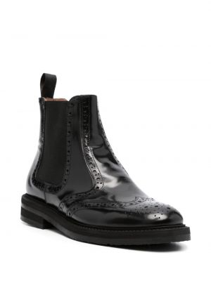 Kožené kotníkové boty Pollini černé