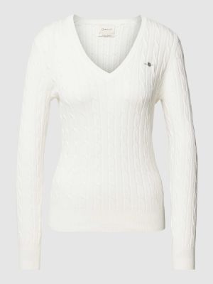 Dzianinowy sweter Gant biały