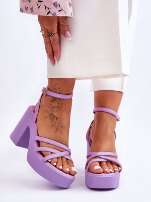 Sandales ar papēžiem ar augstiem papēžiem Kesi violets