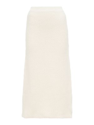 Pletená kašmírová midi sukňa Chloã© biela