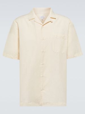 Λινό πουκάμισο Sunspel μπεζ