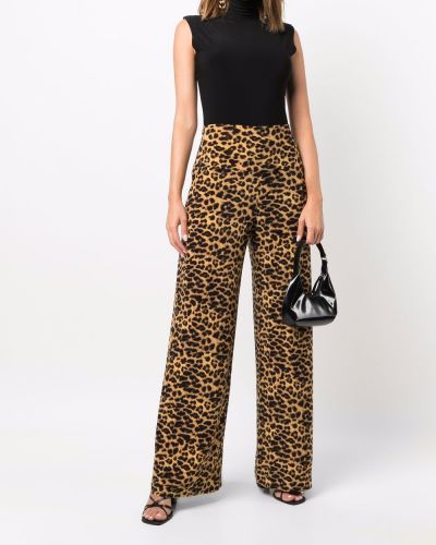 Pantalones con estampado leopardo bootcut Norma Kamali marrón