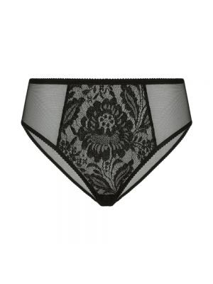 Bragas slip con bordado de cintura alta de flores Dolce & Gabbana negro