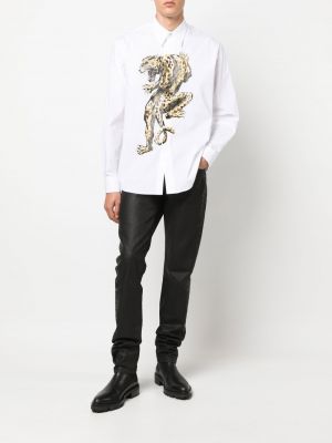 Hemd aus baumwoll mit print Roberto Cavalli weiß