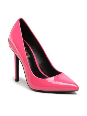 Полуотворени обувки с ток Just Cavalli розово