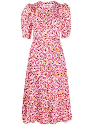 Sukienka midi w kwiatki z nadrukiem Dvf Diane Von Furstenberg różowa