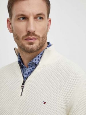 Sweter bawełniany Tommy Hilfiger beżowy