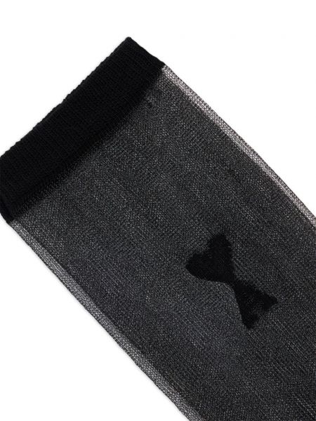 Chaussettes transparentes de motif coeur Ami Paris noir