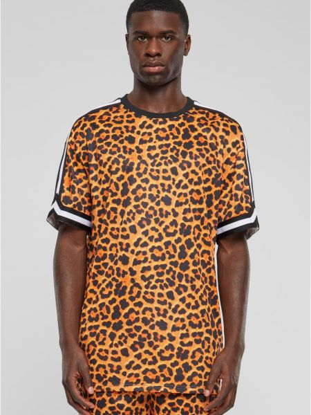 Tīkliņa oversize polo krekls ar leoparda rakstu Uc Men