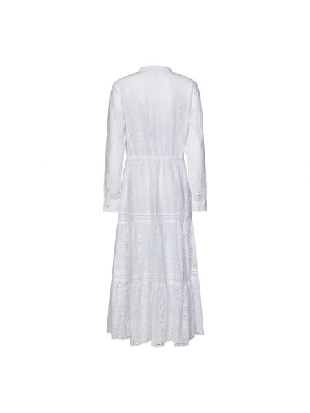 Vestido largo de algodón con escote v Polo Ralph Lauren blanco