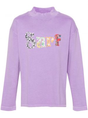 Medvilninis siuvinėtas marškinėliai Erl violetinė