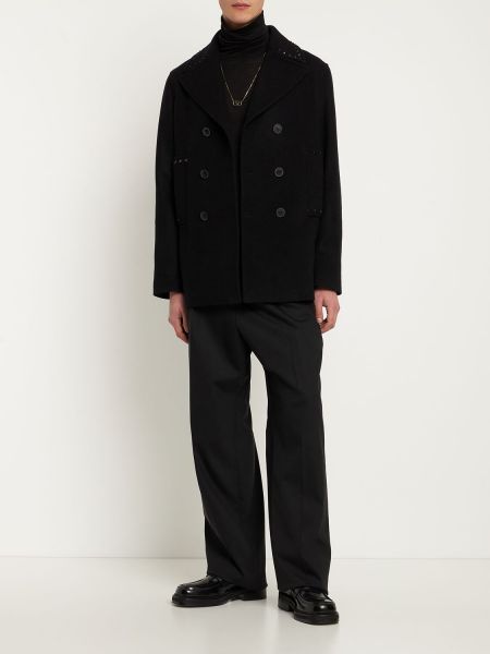 Gyapjú kabát Valentino fekete