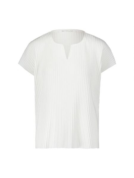 Bluzka koszulowa z krótkim rękawem plisowana elegancka Betty & Co biała